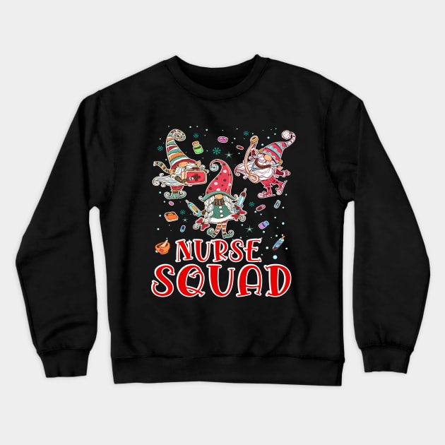 Christmas Nurse Squad Gnomies Funny Crewneck Sweatshirt by wizardwenderlust